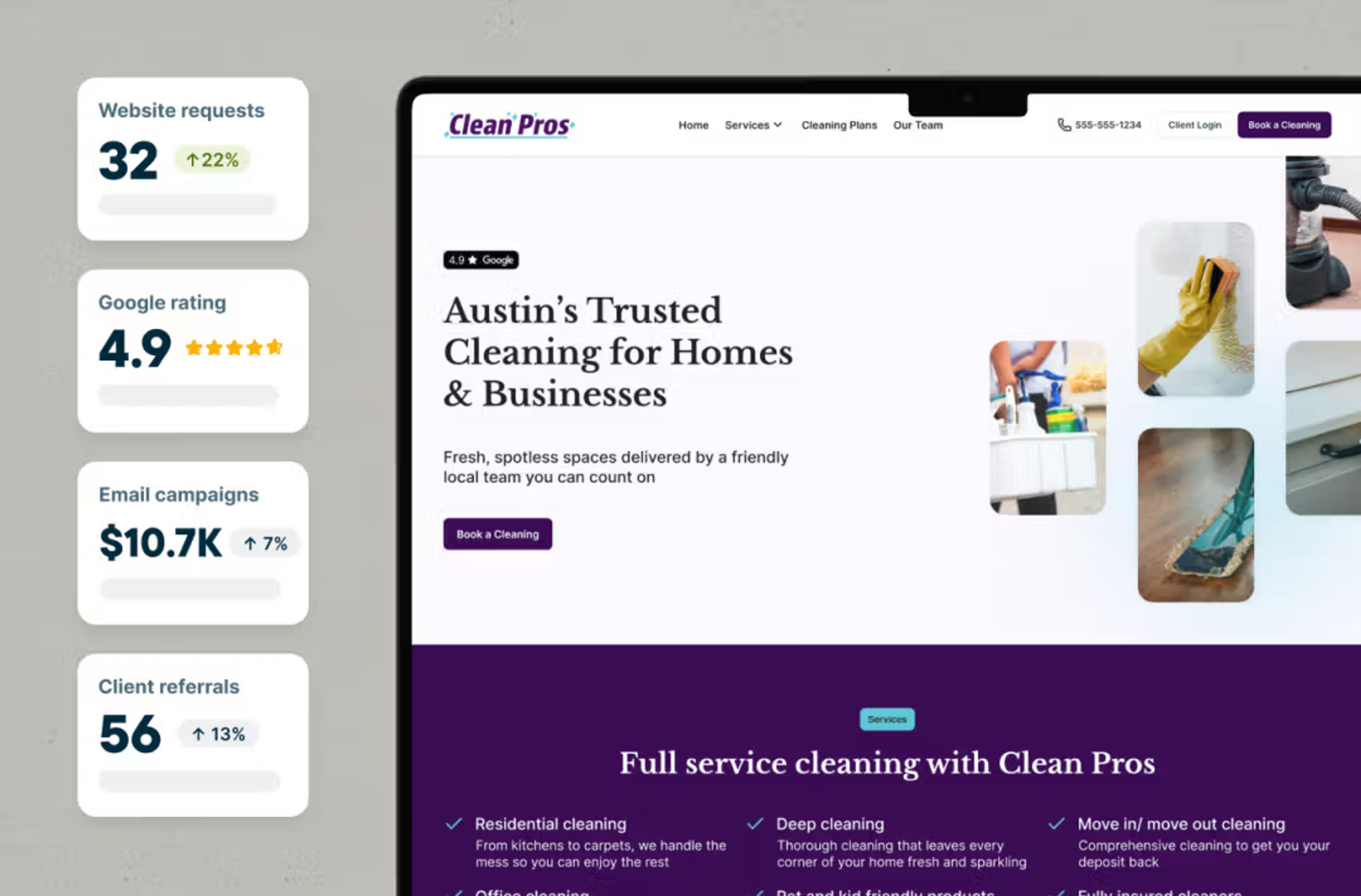 Website feature in Jobber Marketing Tools
