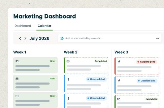 Jobber marketing dashboard showing weekly campaigns