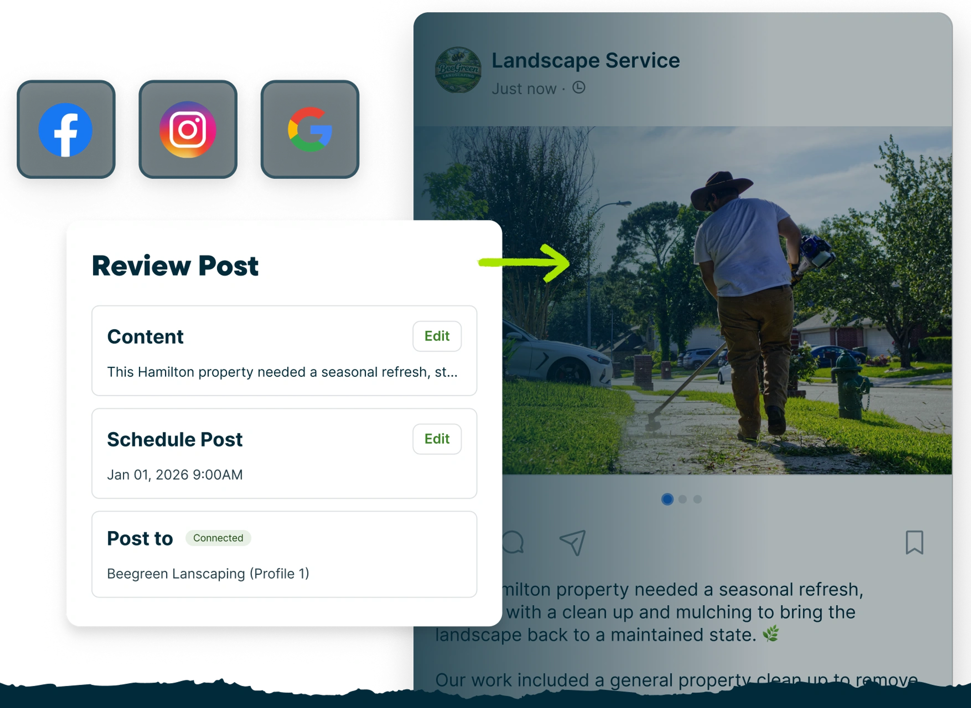 Jobber's social posting feature generates marketing content