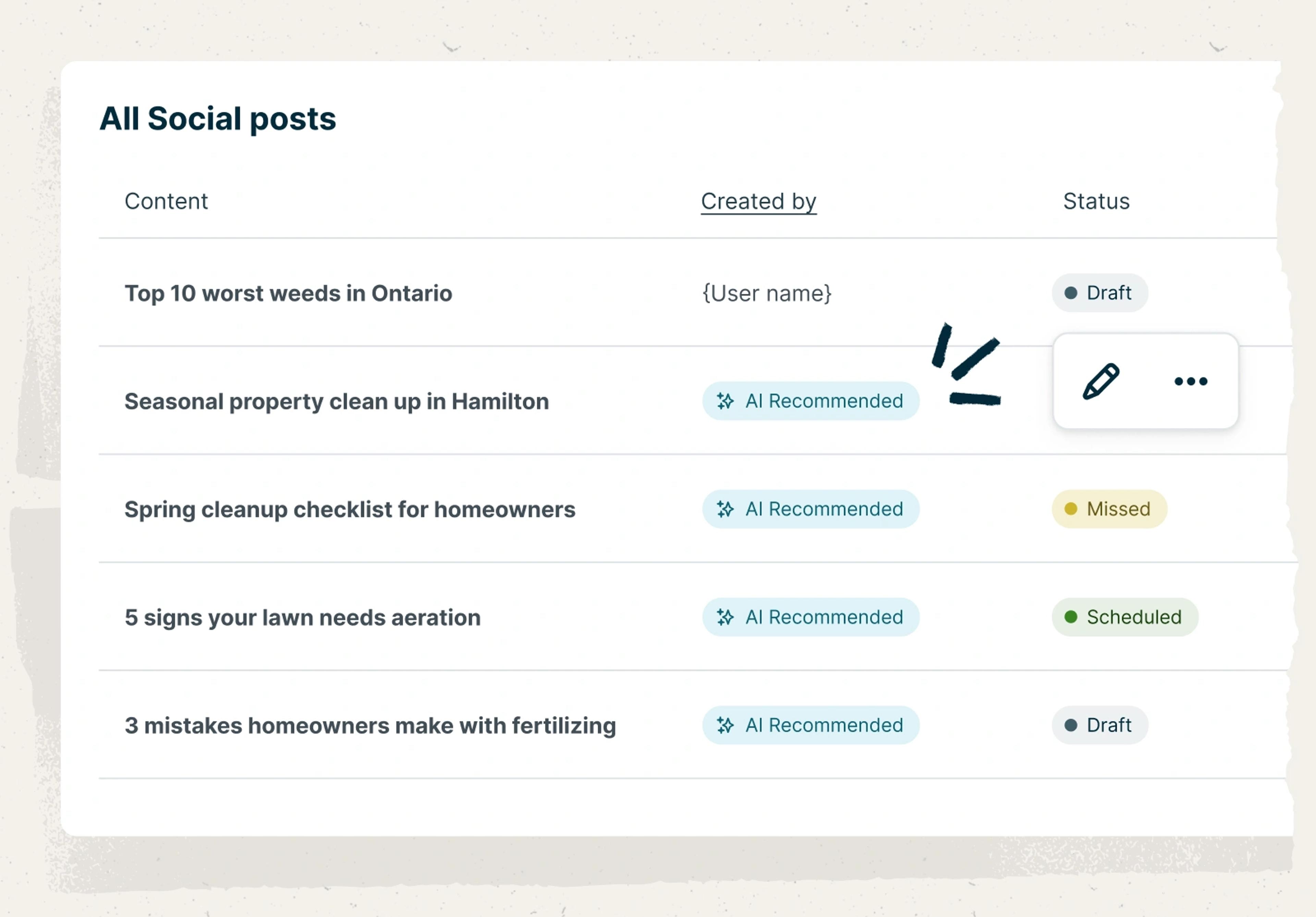 Social posting recommends new posts to share