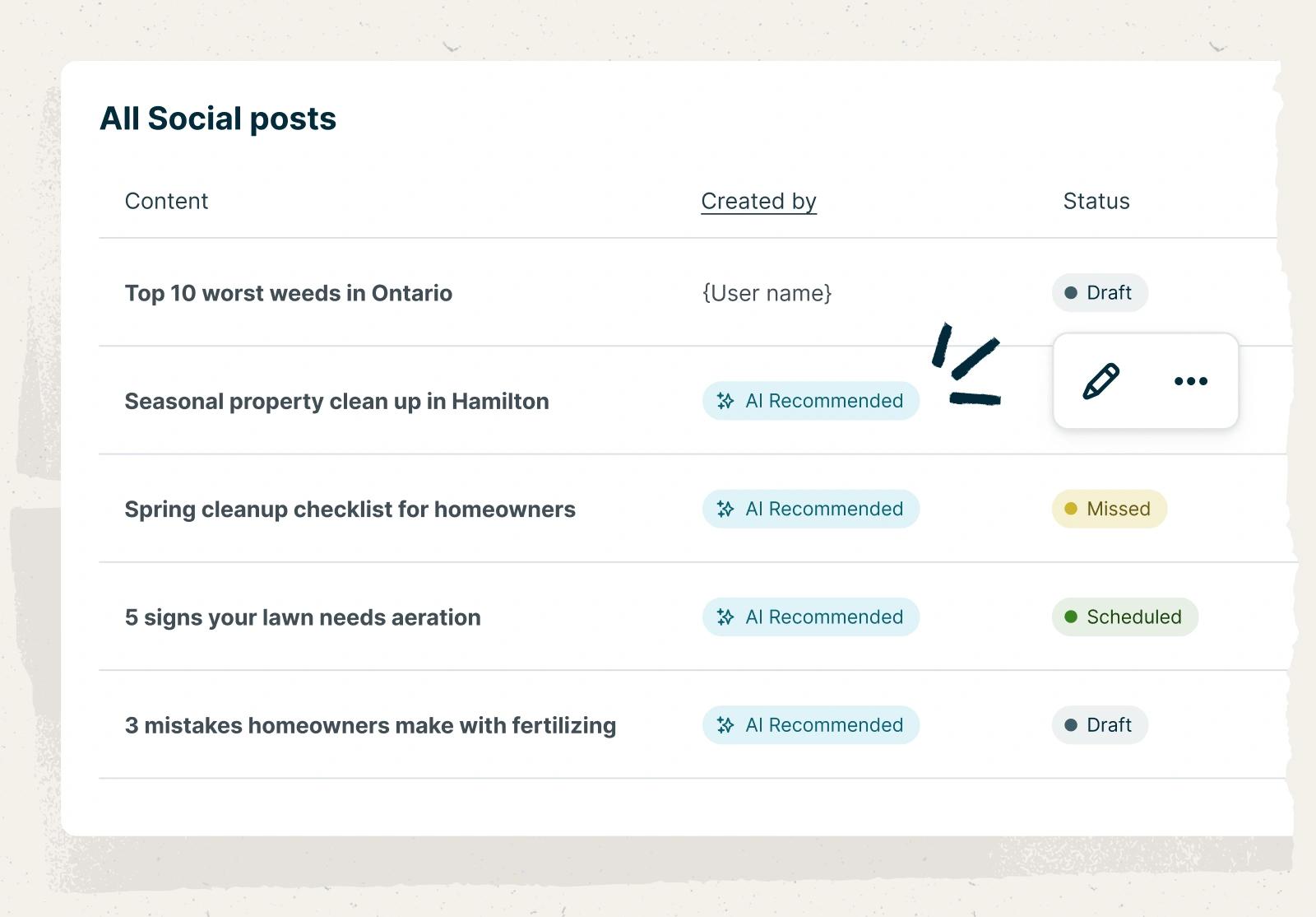 Social posting recommends new posts to share