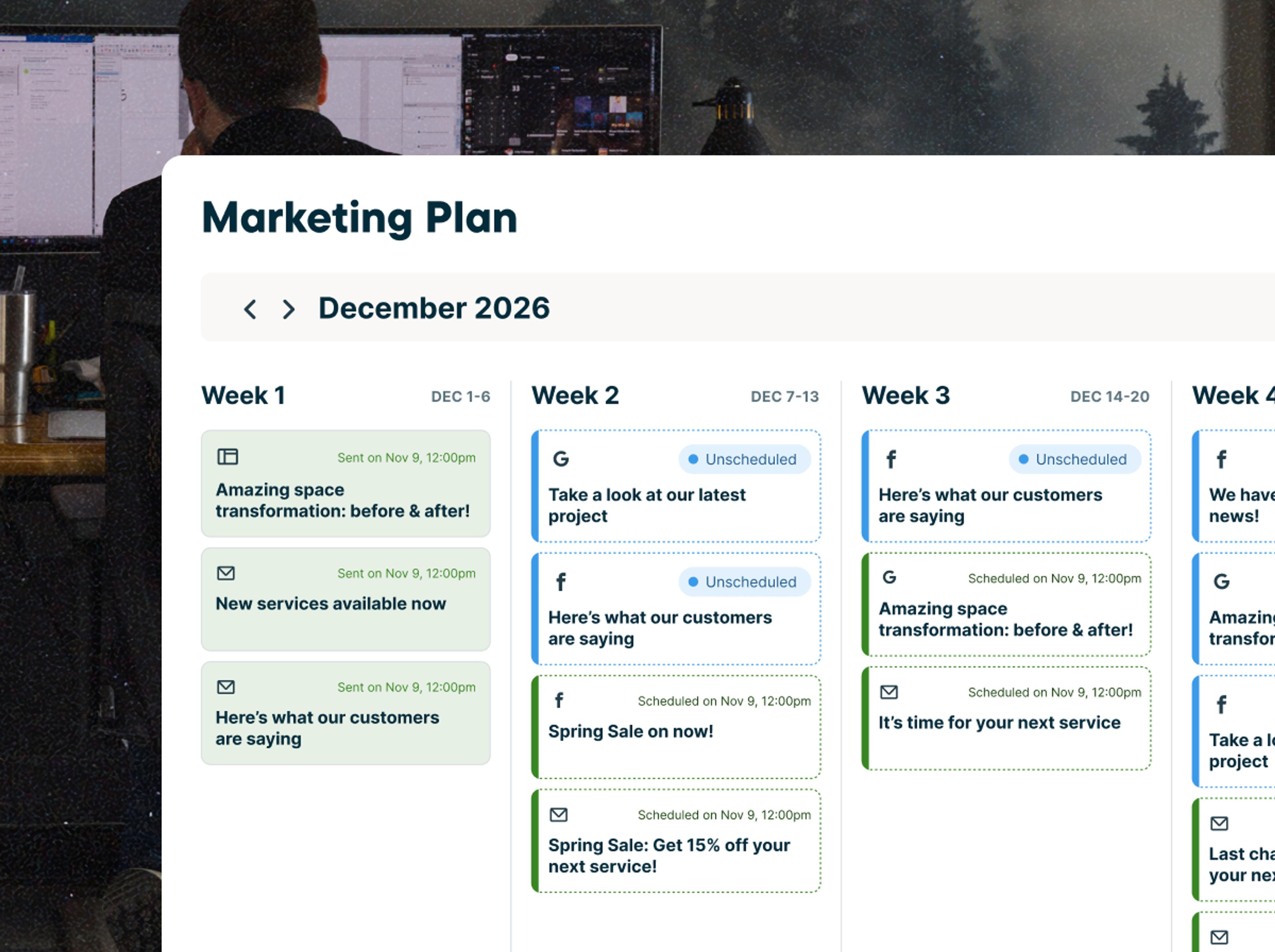 Jobber Marketing Plan, week by week.