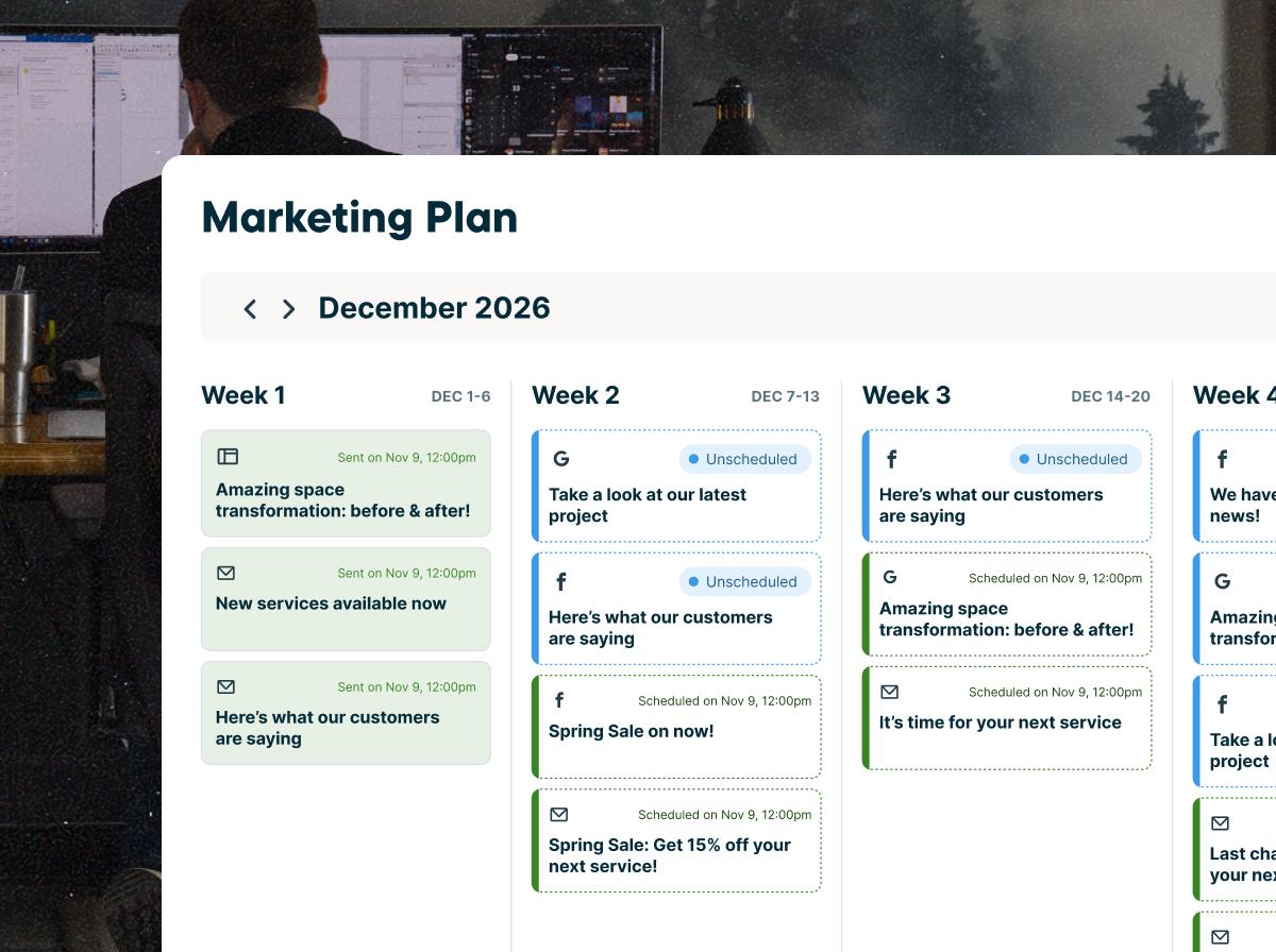 Jobber Marketing Plan, week by week.