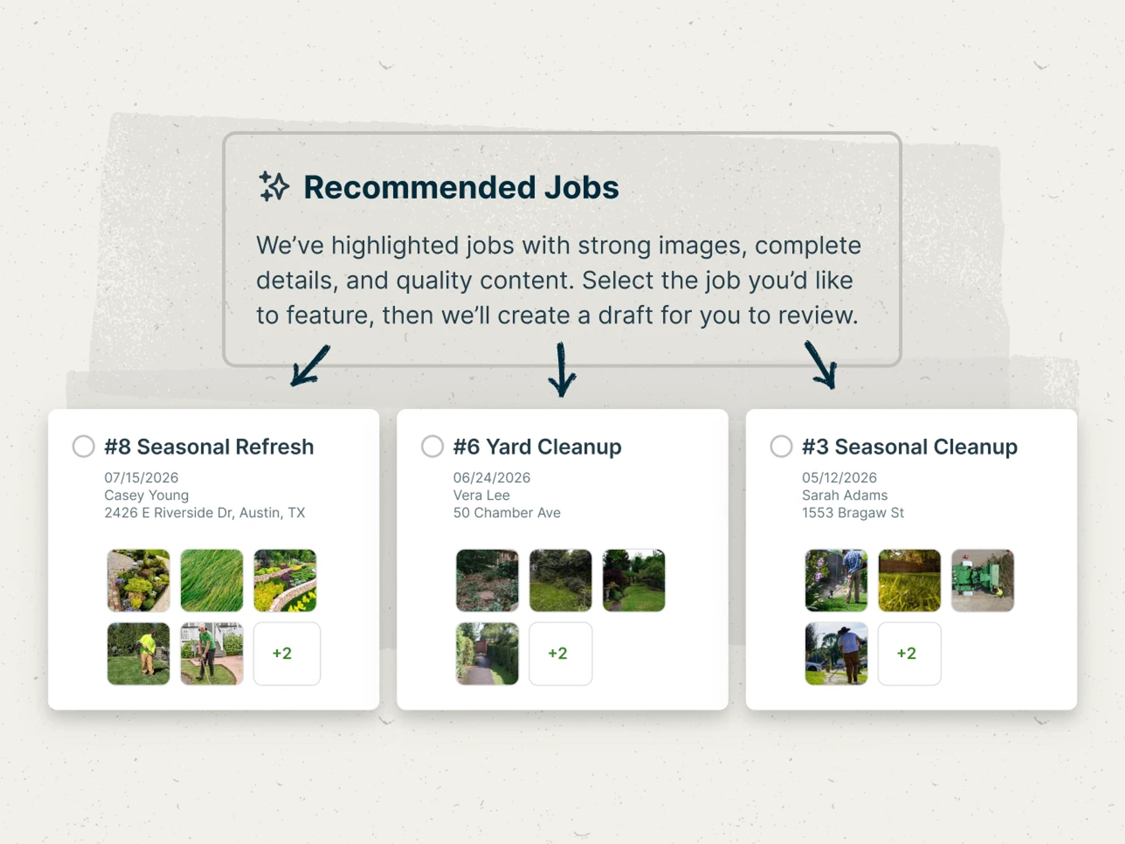 Recommended jobs suggests past jobs to share on your public profiles