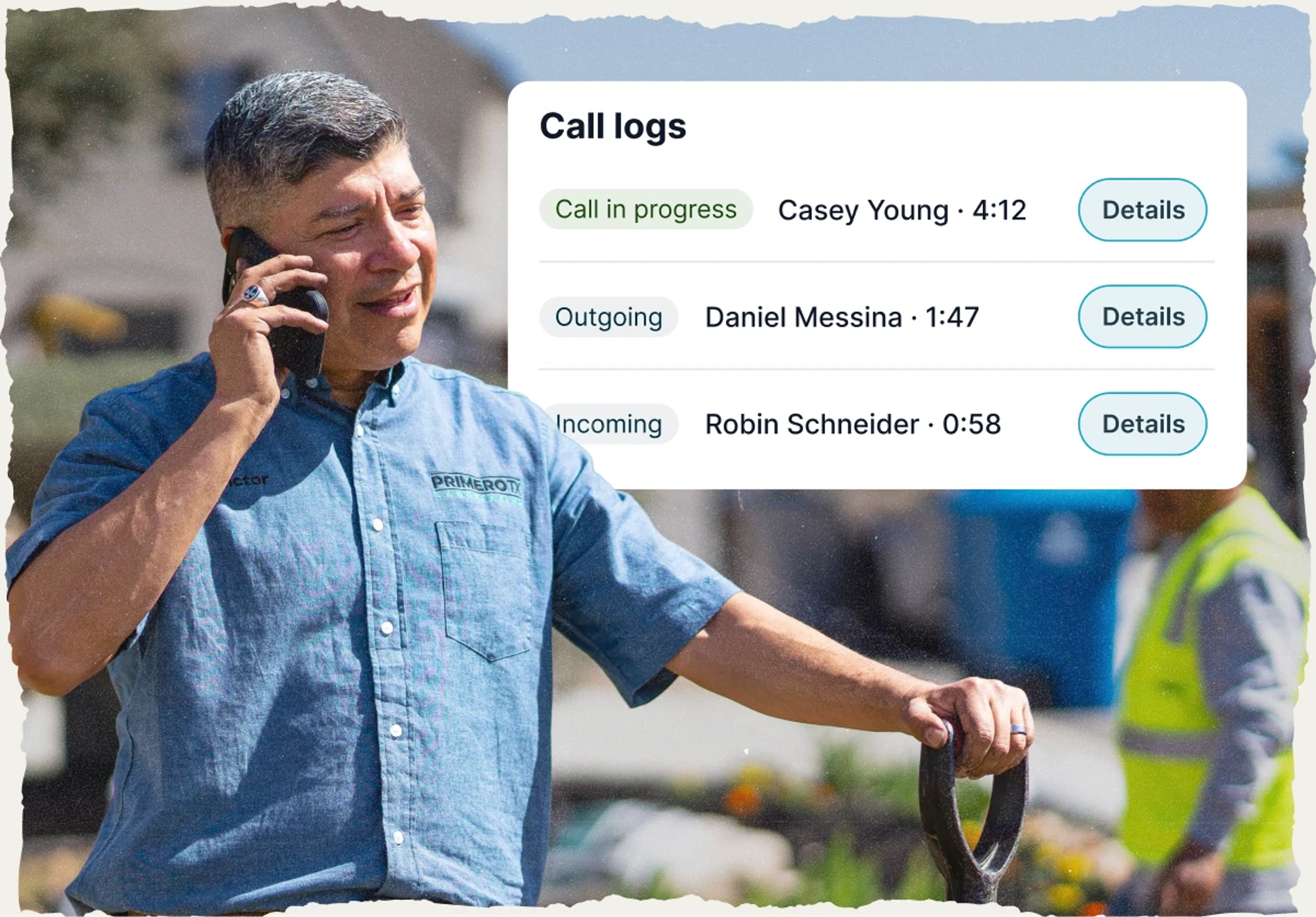 Jobber phone calls takes notes while you're on the call