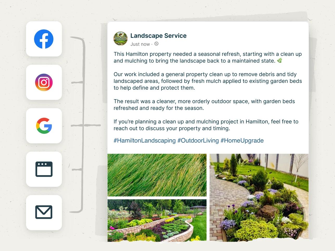 Job showcase shares your work across multiple platforms
