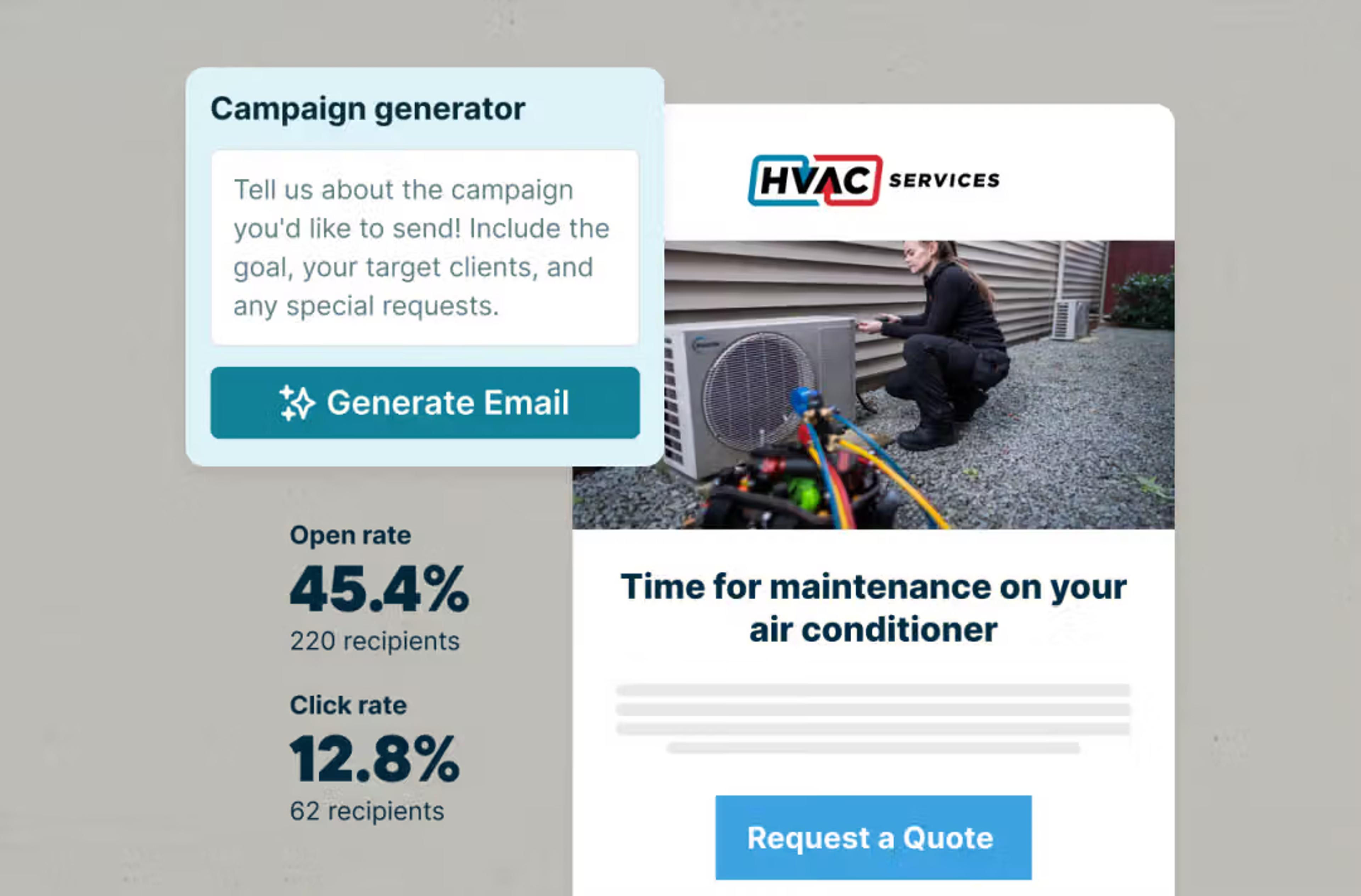 Email campaign generation in Jobber Marketing Tools
