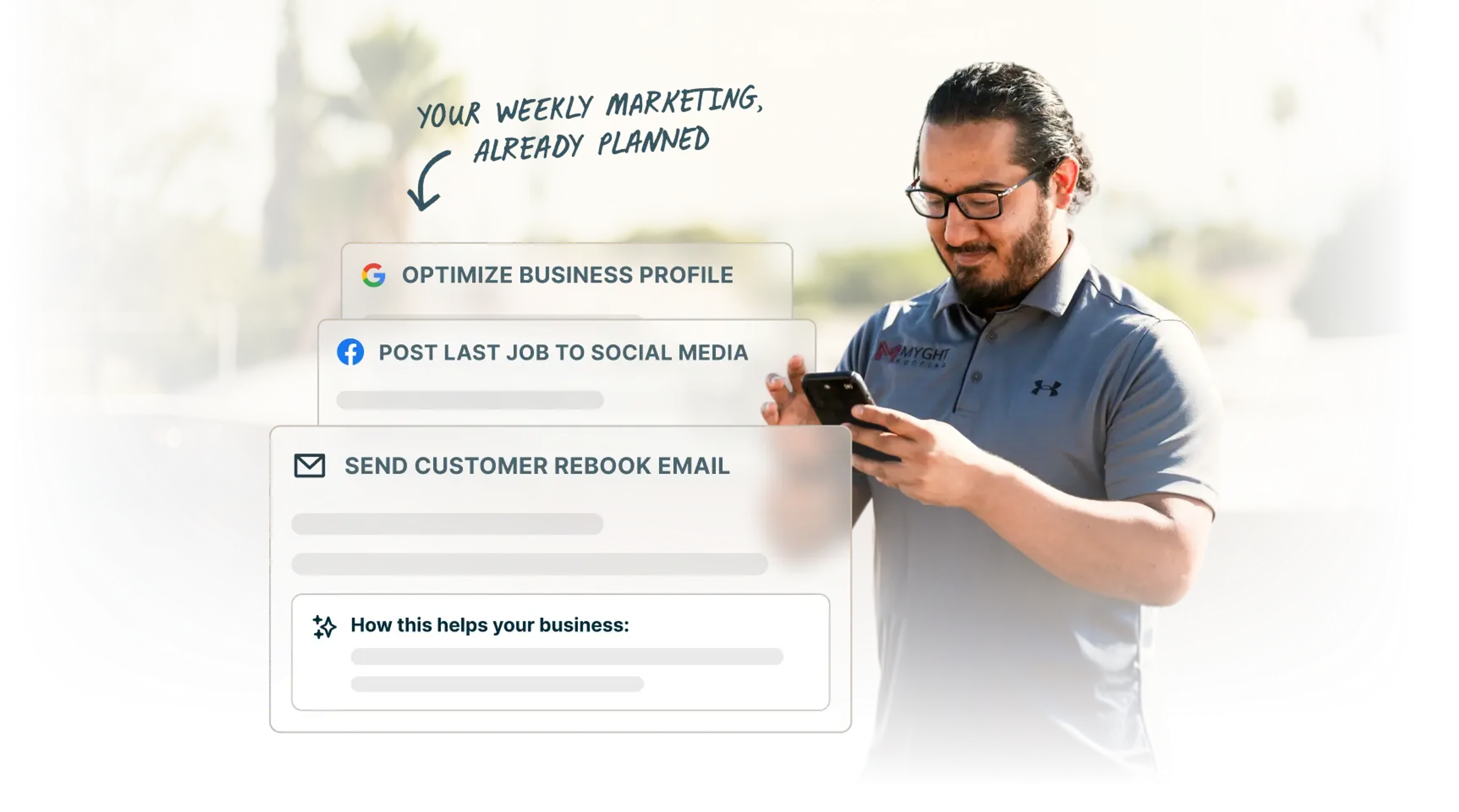 Jobber user checking his marketing notifications.