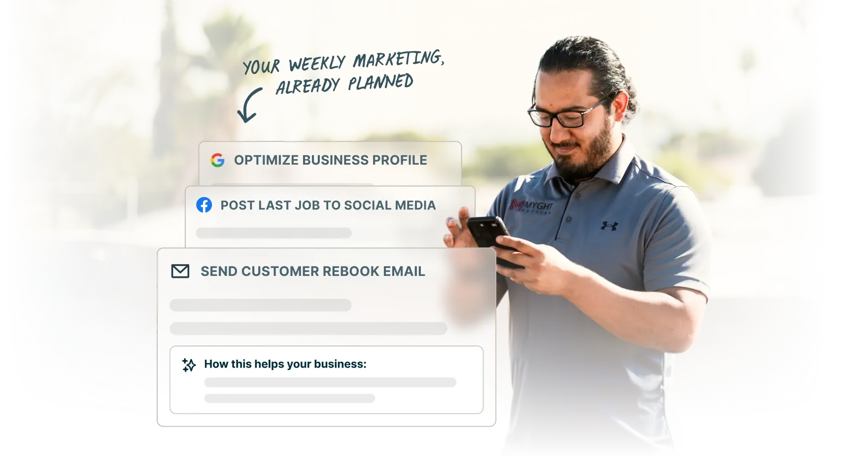 Jobber user checking his marketing notifications.
