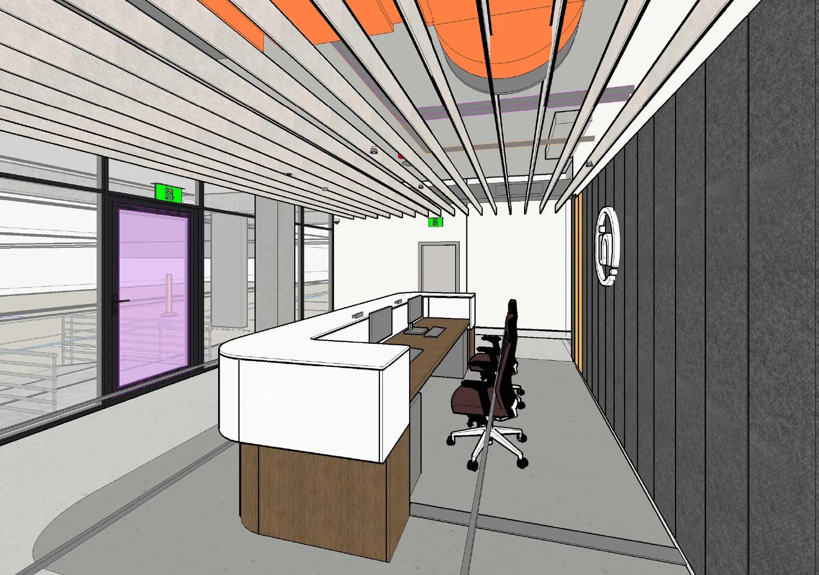 Intertek Sydney laboratory reception facing the entry, indicative design render