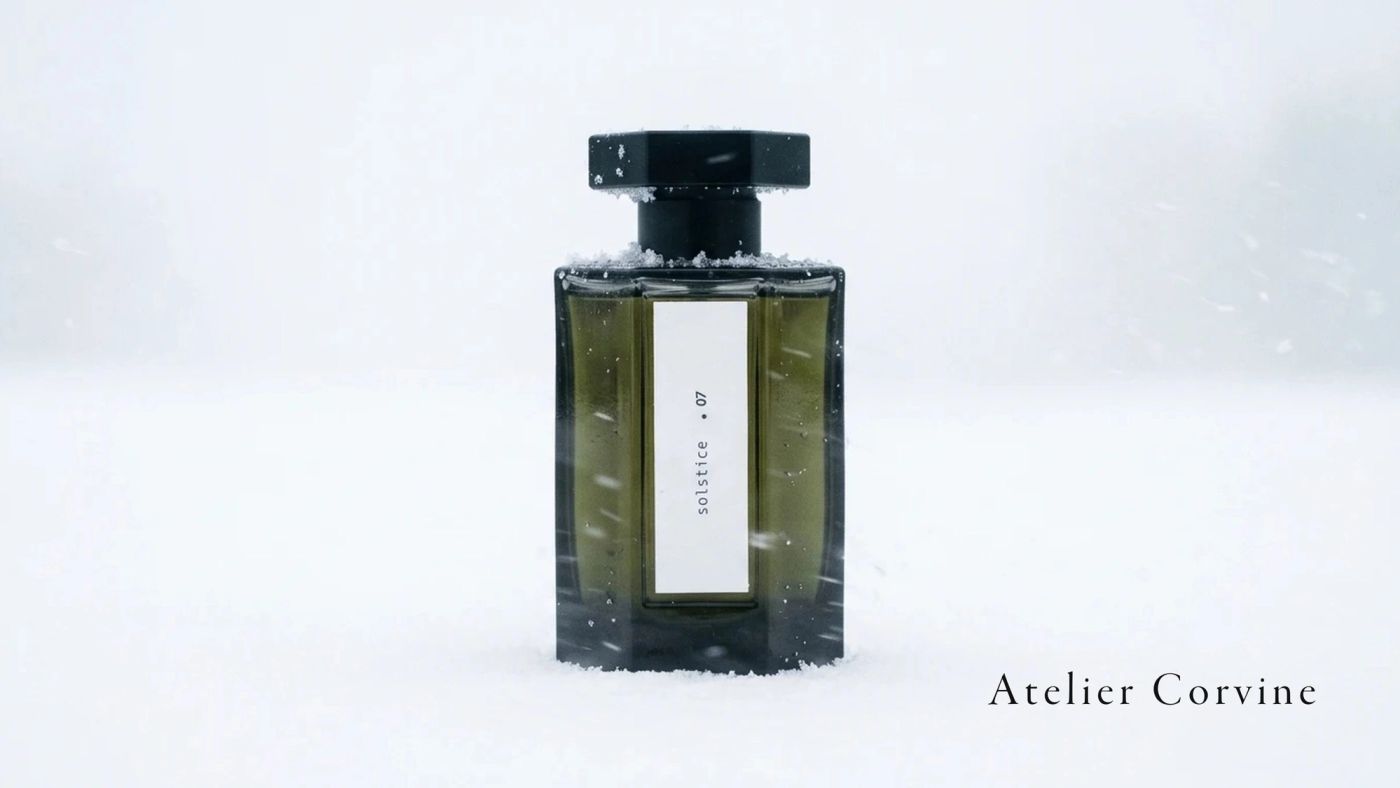 Dans la neige, fond blanc.
