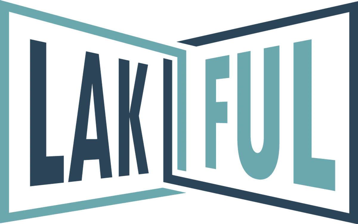 Lakful logo in a folded ribbon wordmark style
