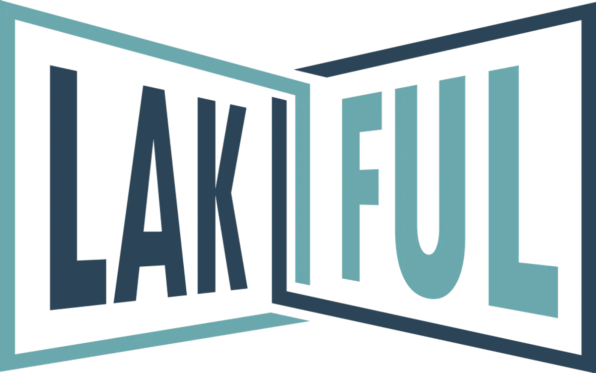 Lakful logo in a folded ribbon wordmark style