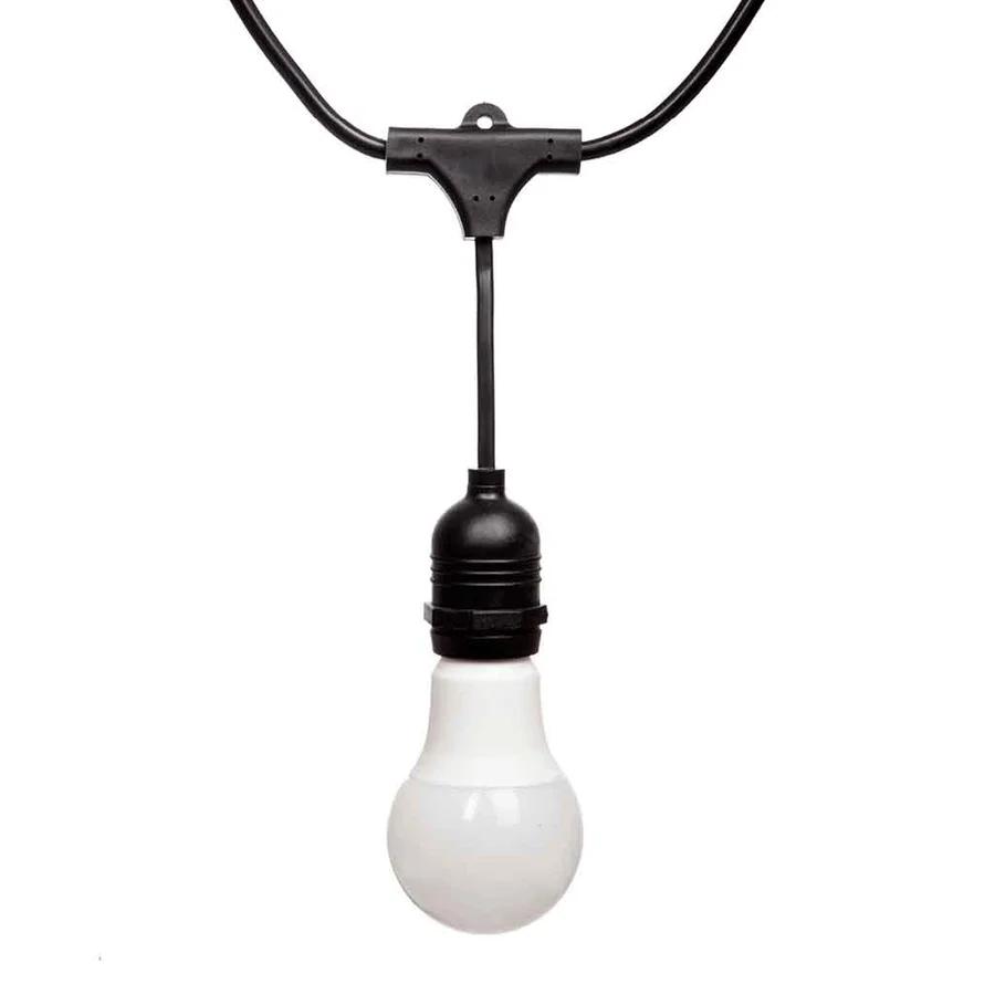 Hanging festoon light bulb and cable product photo on a white background
