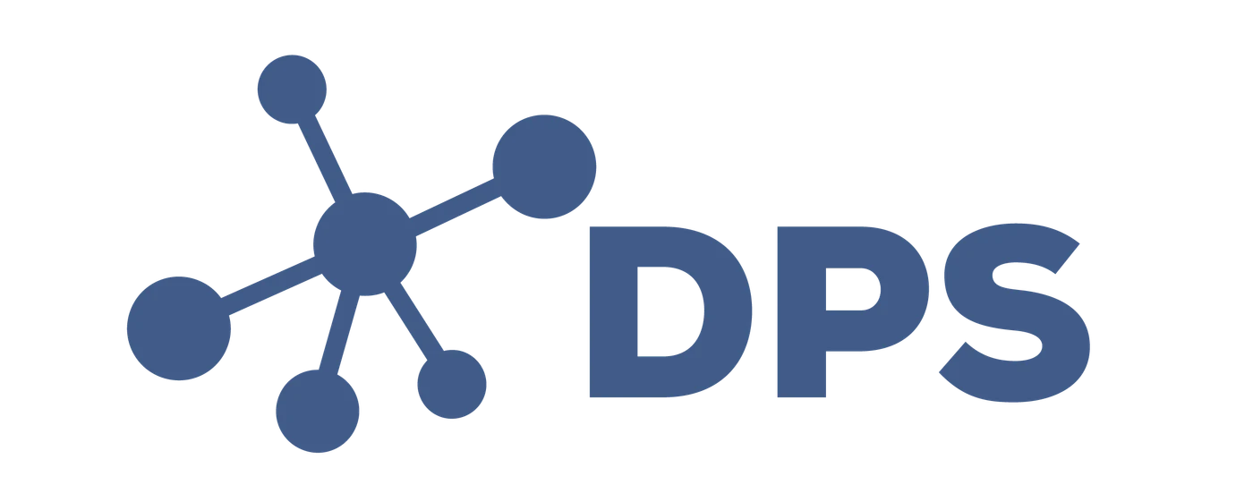 DPS logo with a blue node network icon