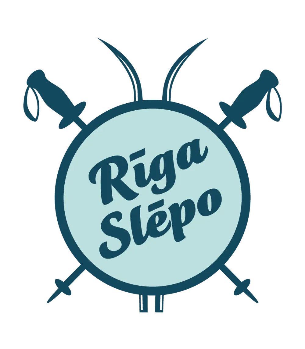 Riga Slēpo circular logo with crossed fencing swords