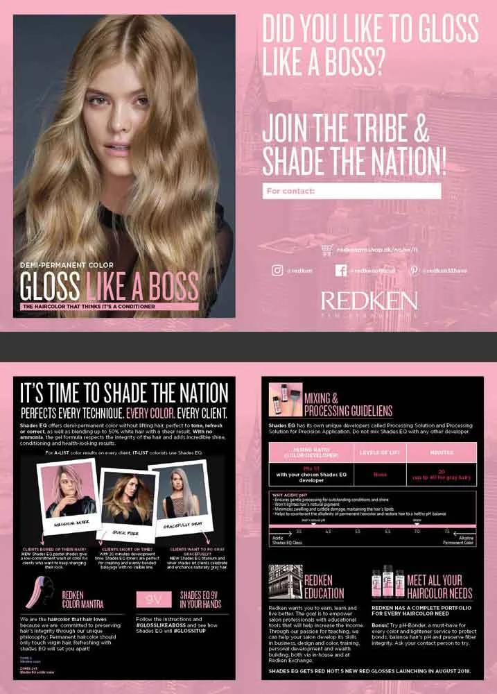 Redken SEQ promotional print design draft