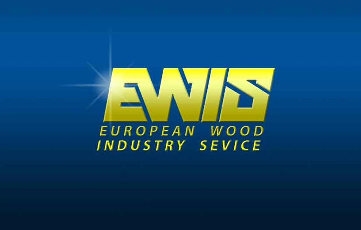 EWIS European Wood Industry Service logo in yellow on a blue gradient background