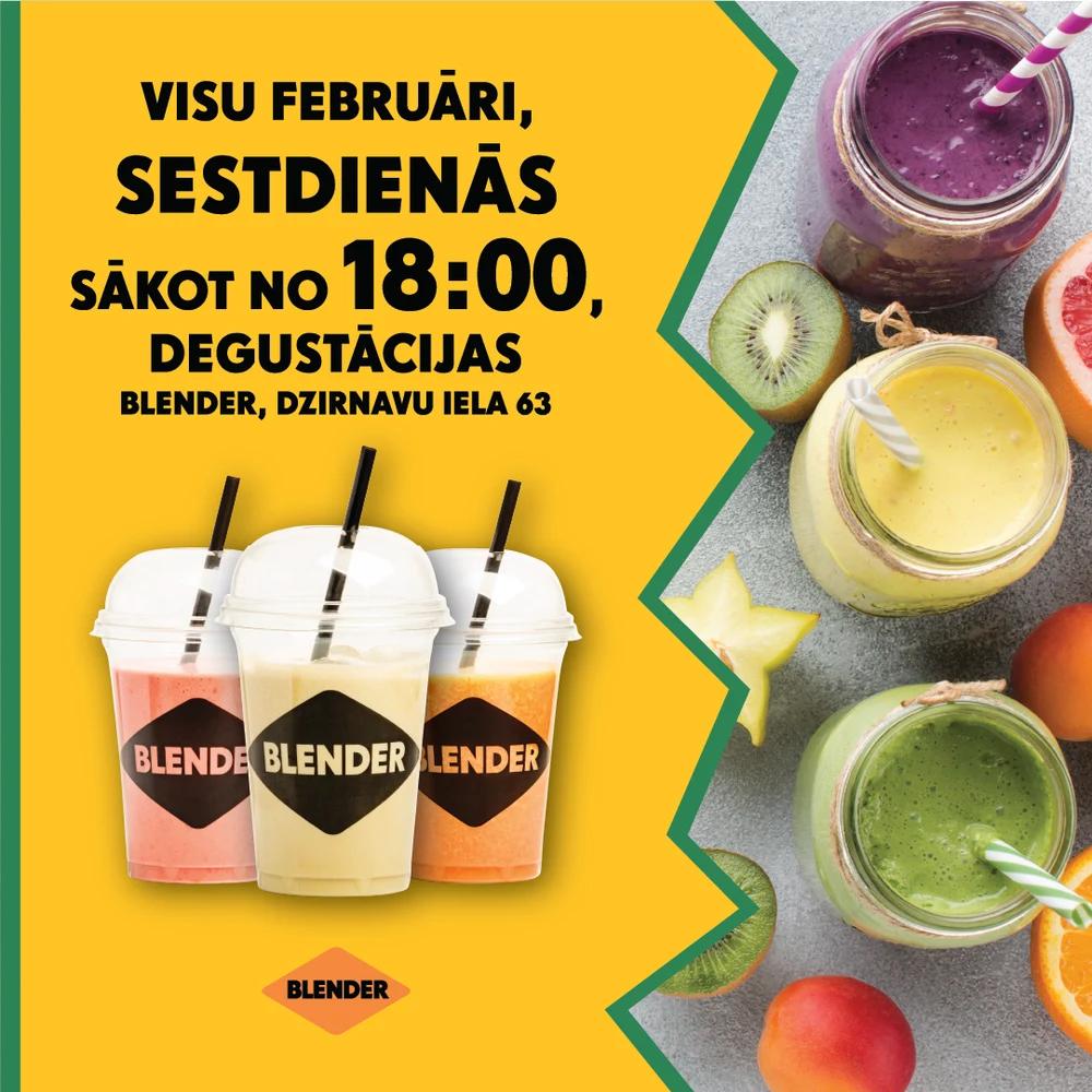 Instagram post for a Blender smoothie bar tasting event with fruit and smoothie photography