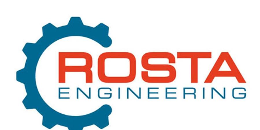 Rosta Engineering logo with a blue gear icon