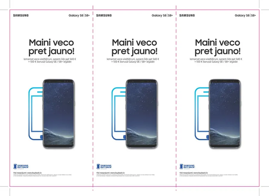 Samsung Galaxy S8 apmaiņas akcijas galda reklāmas dizains