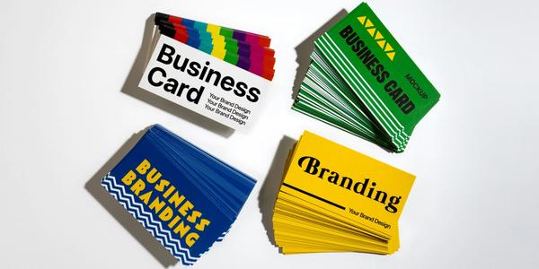 A stack of generic business cards on a desk