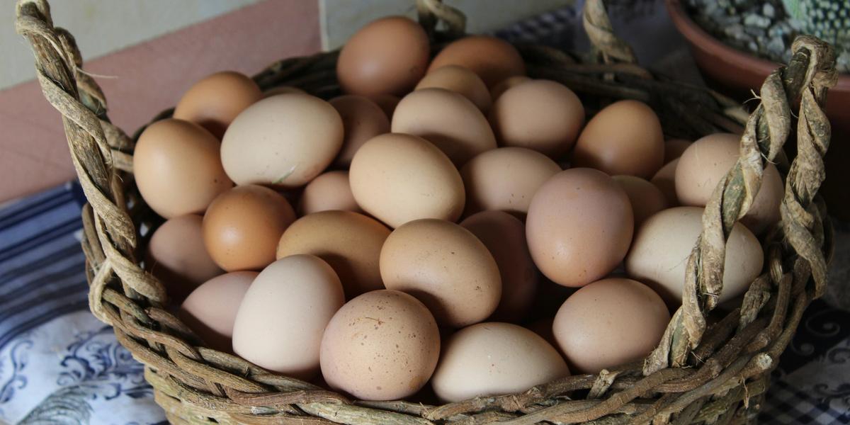 Eggs in brown whicker basket. Photo by @rebekahhowell00 in Unsplash