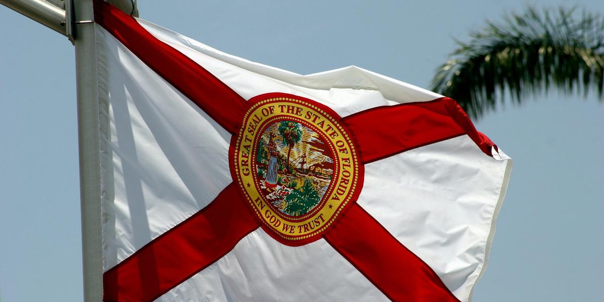 The flag of the state of Florida flying in the wind. Photo by @climatechangevi on Unsplash