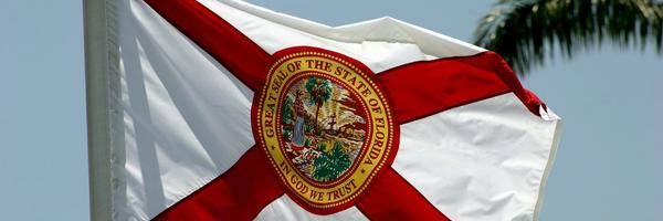 The flag of the state of Florida flying in the wind. Photo by @climatechangevi on Unsplash