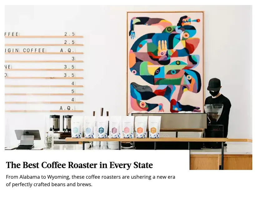 A screengrab of the Newspaper highlighting the best coffee roaster in every state