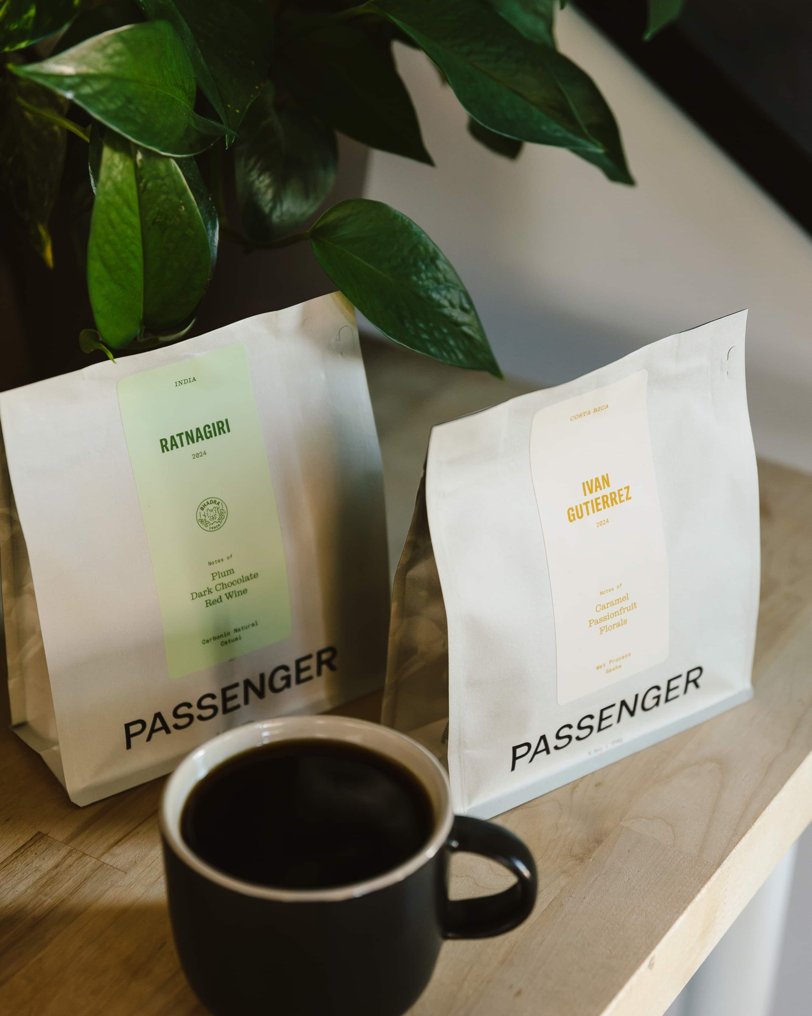 Two bags of Passenger reserve lot coffees