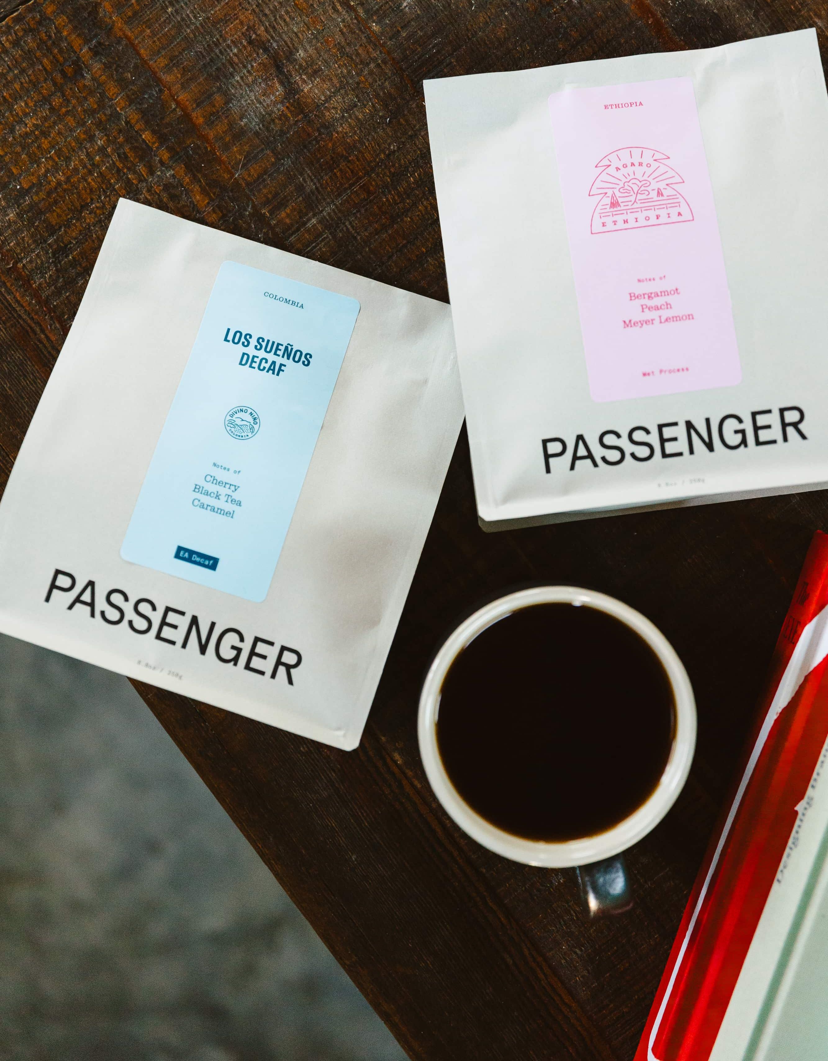 Passenger Coffee bags on a coffee table