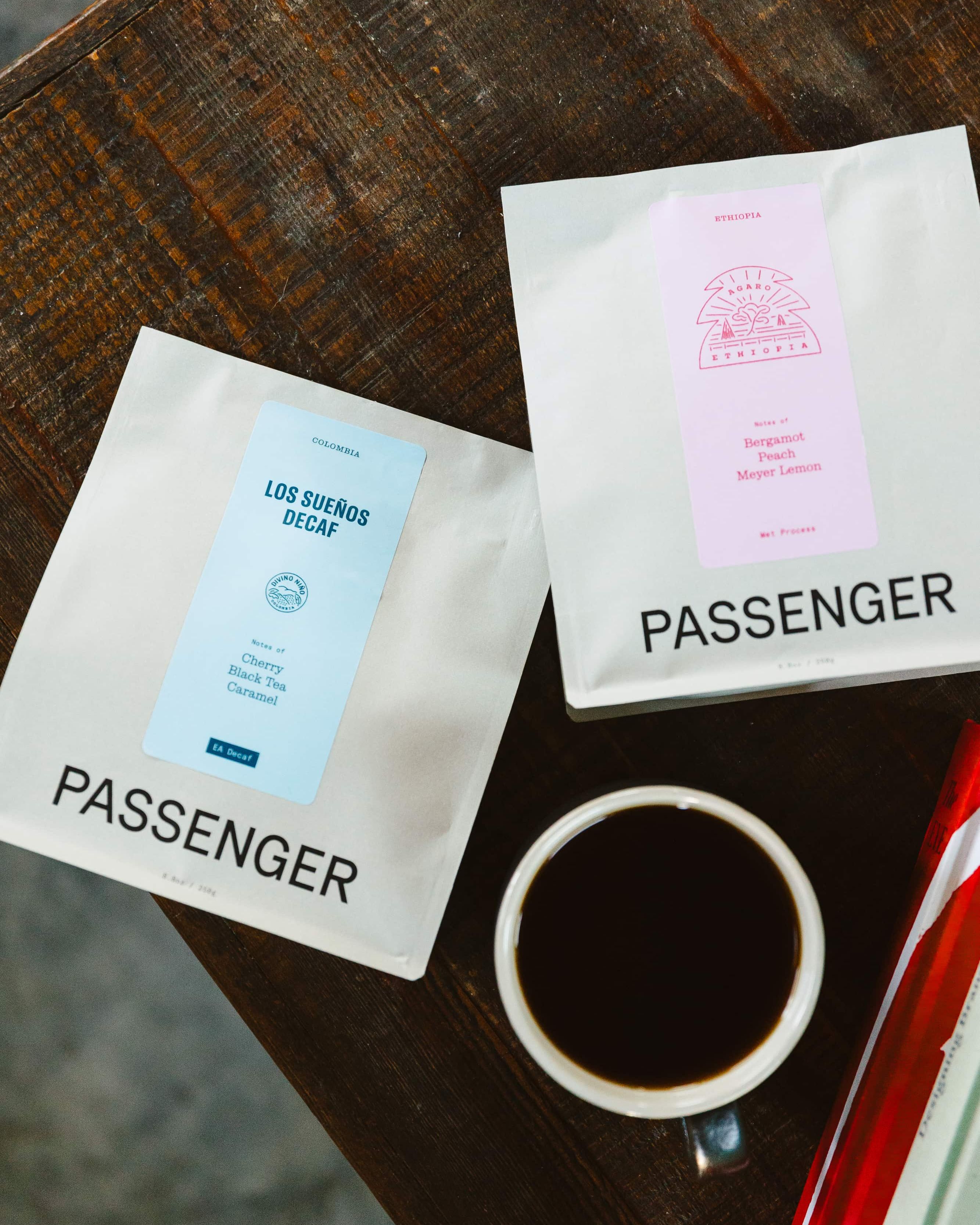 Passenger Coffee bags on a coffee table