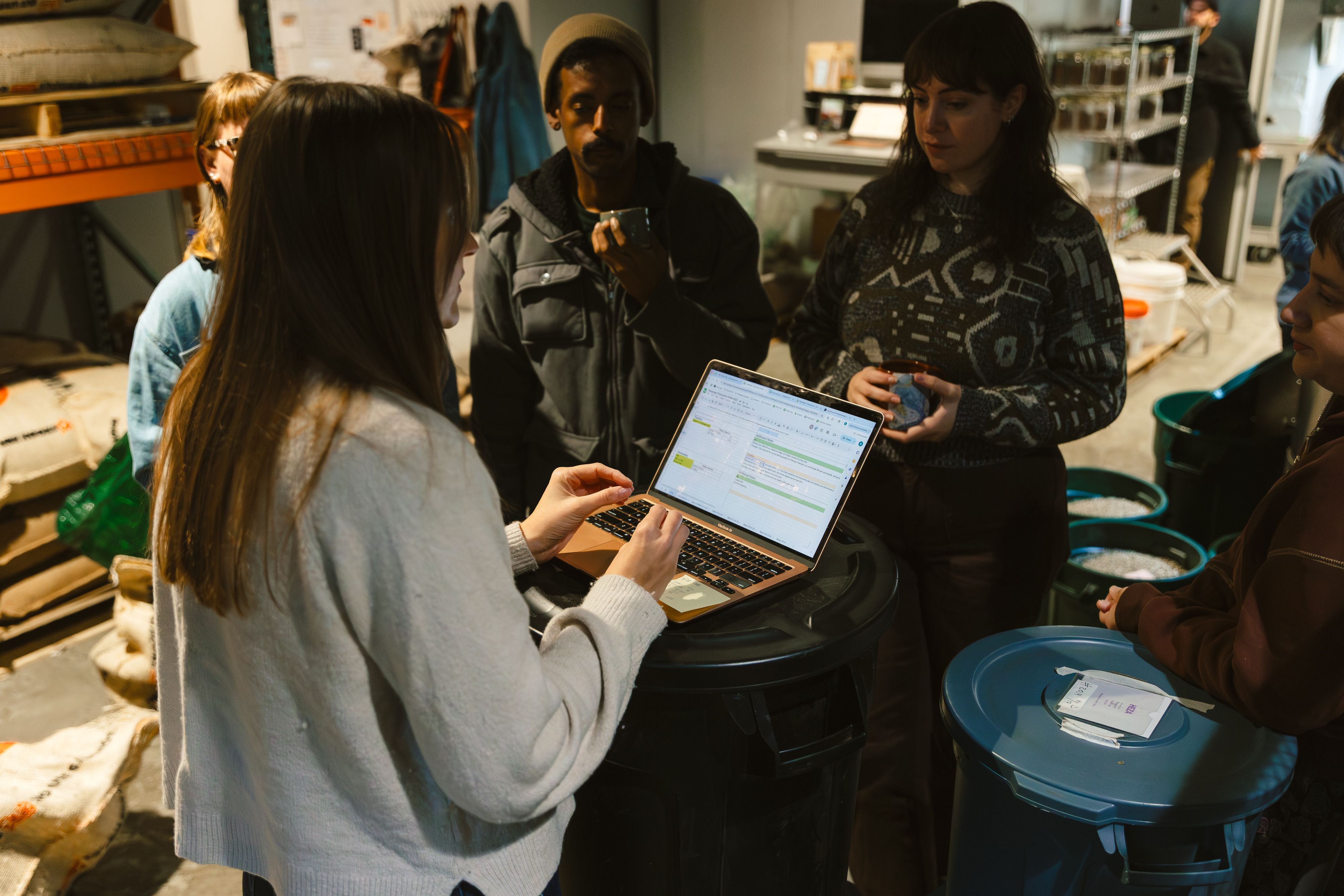 The morning standup meeting at Plum Street.