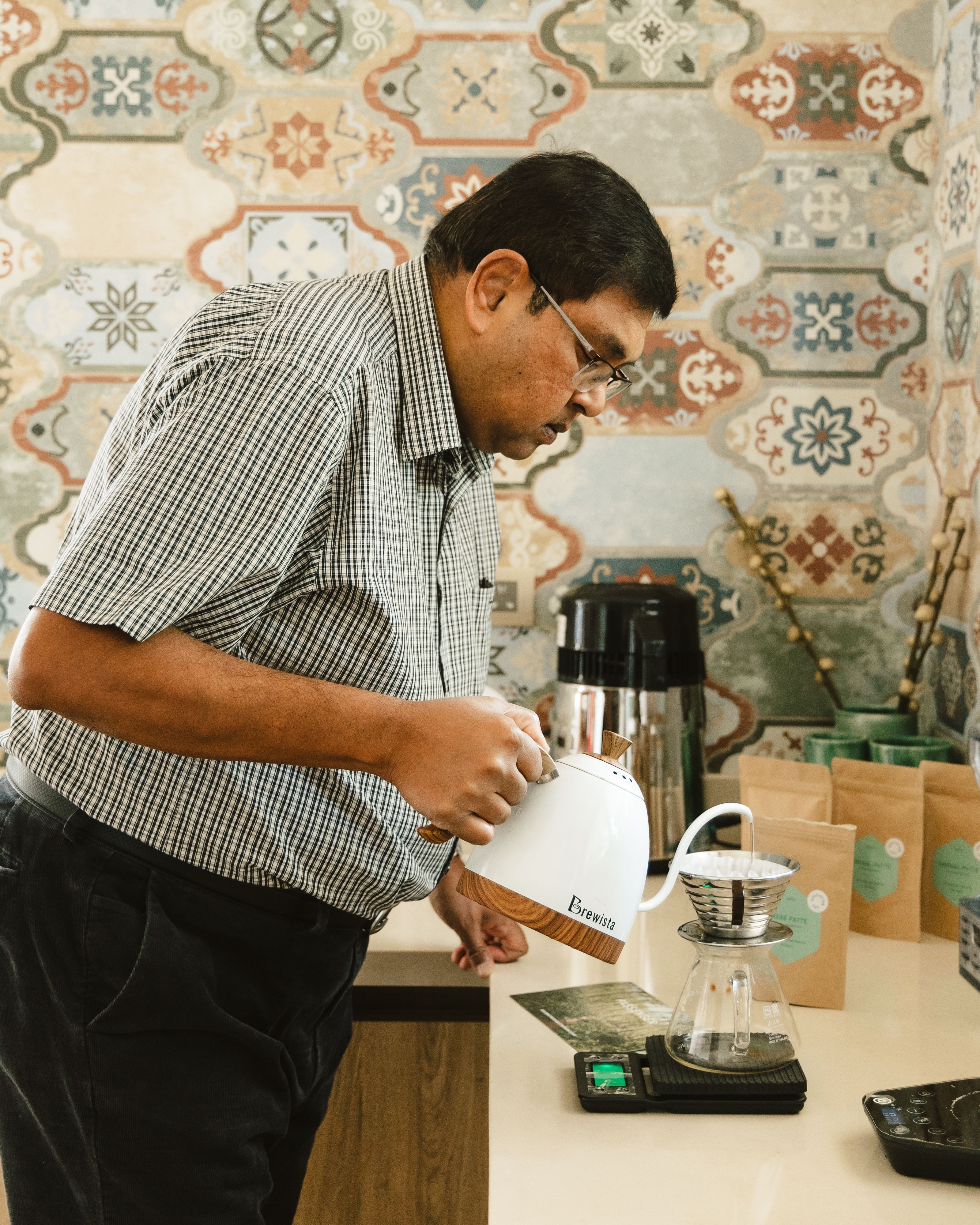 Ashok Patre of the Ratnagiri Estate preparing coffee