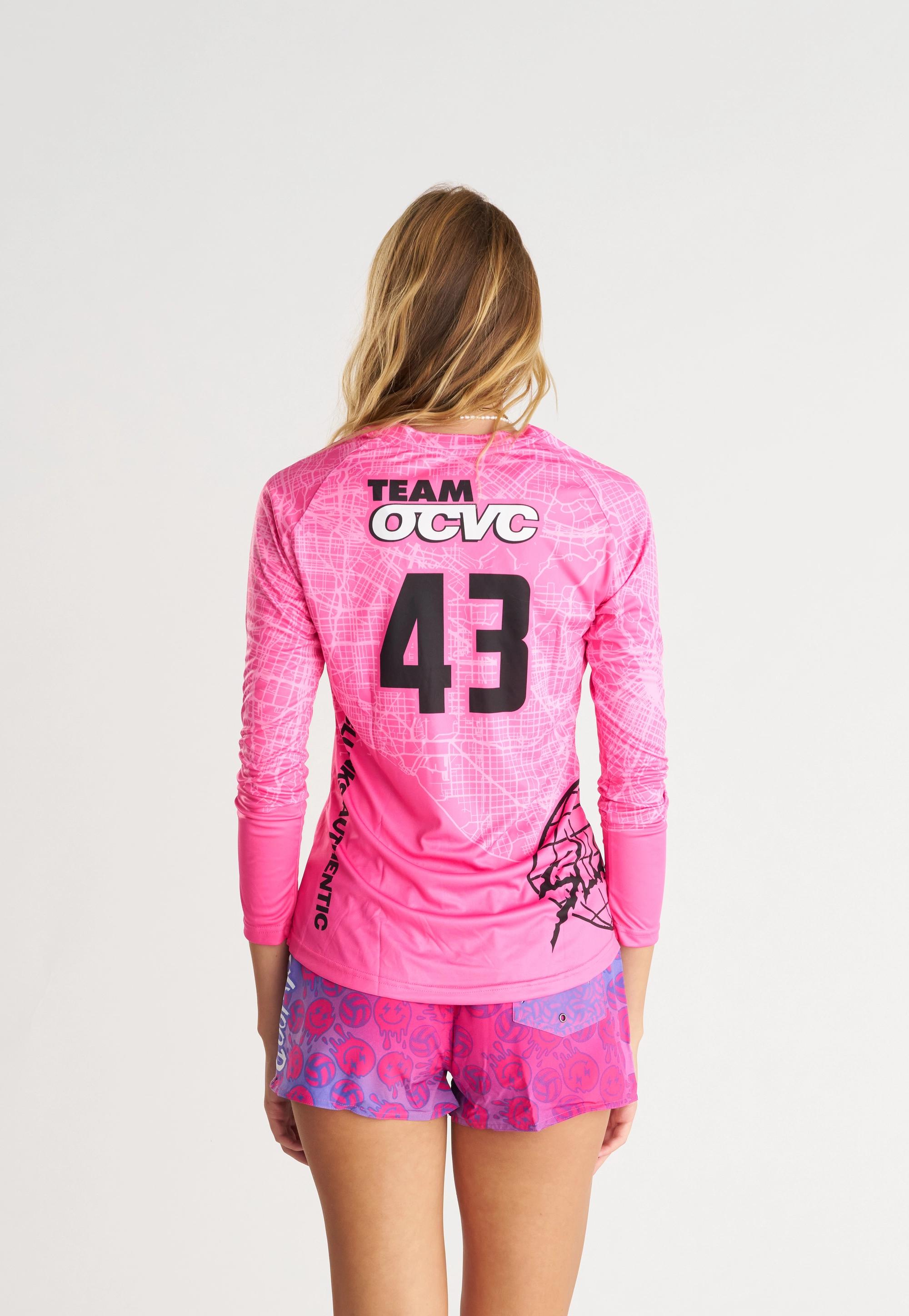 Long sleeve custom jersey on body, backside