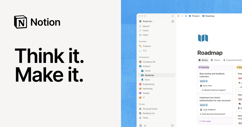 Screenshot of Notion