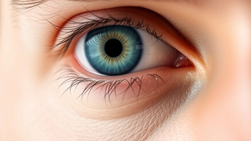 صورة مقرّبة لعين رجل يظهر فيها انتفاخ خفيف تحت الجفن السفلي