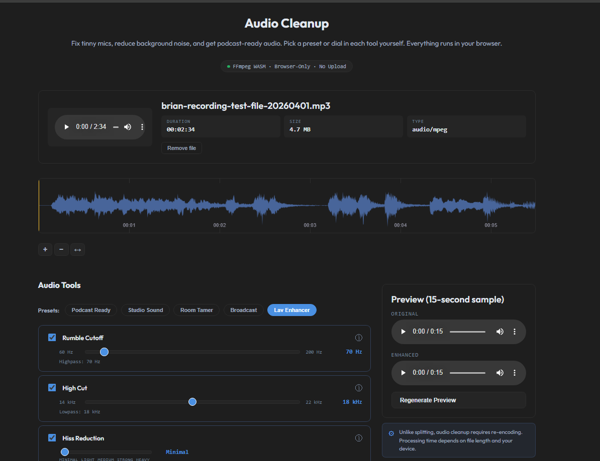 New free tool: Audio Cleanup