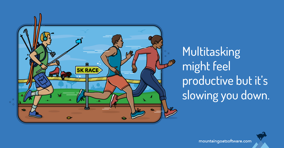 Quote card for Agile & Multitasking: Escape the Busyness Trap to Get More Done.