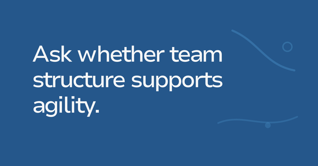 Text graphic: Ask whether team structure supports agility.