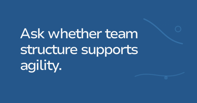 Text graphic: Ask whether team structure supports agility.