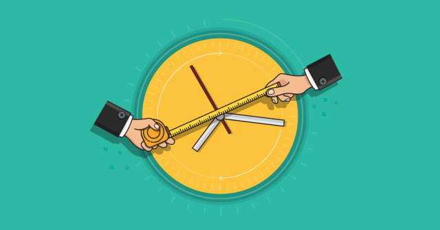 Measuring a wall clock using using a tape measure.