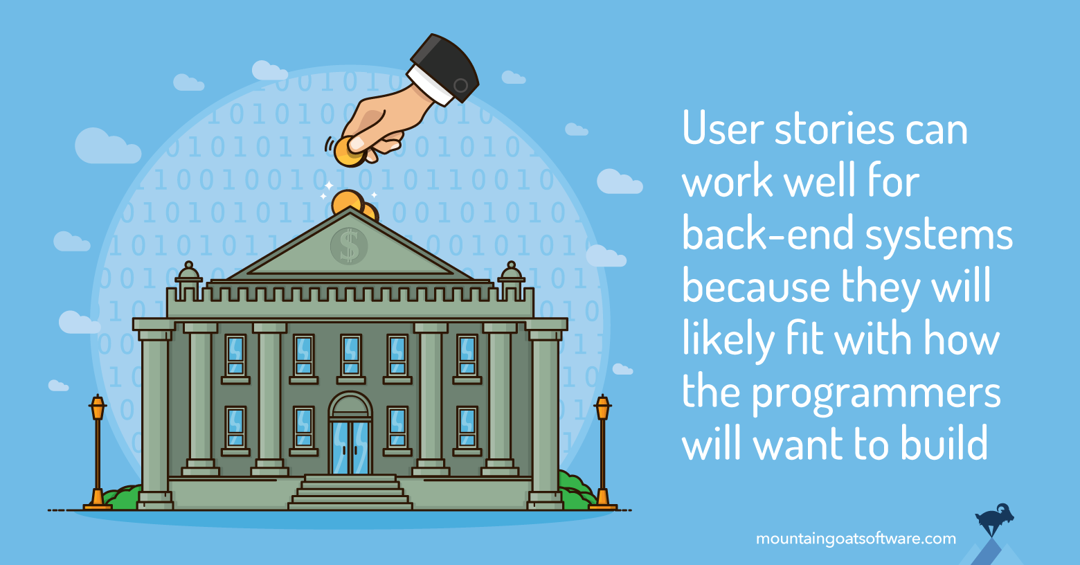 Quote card for Writing User Stories for Back-end Systems.