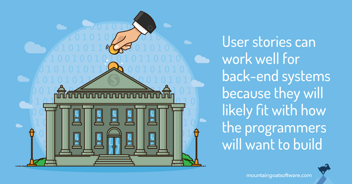 Quote card for Writing User Stories for Back-end Systems.