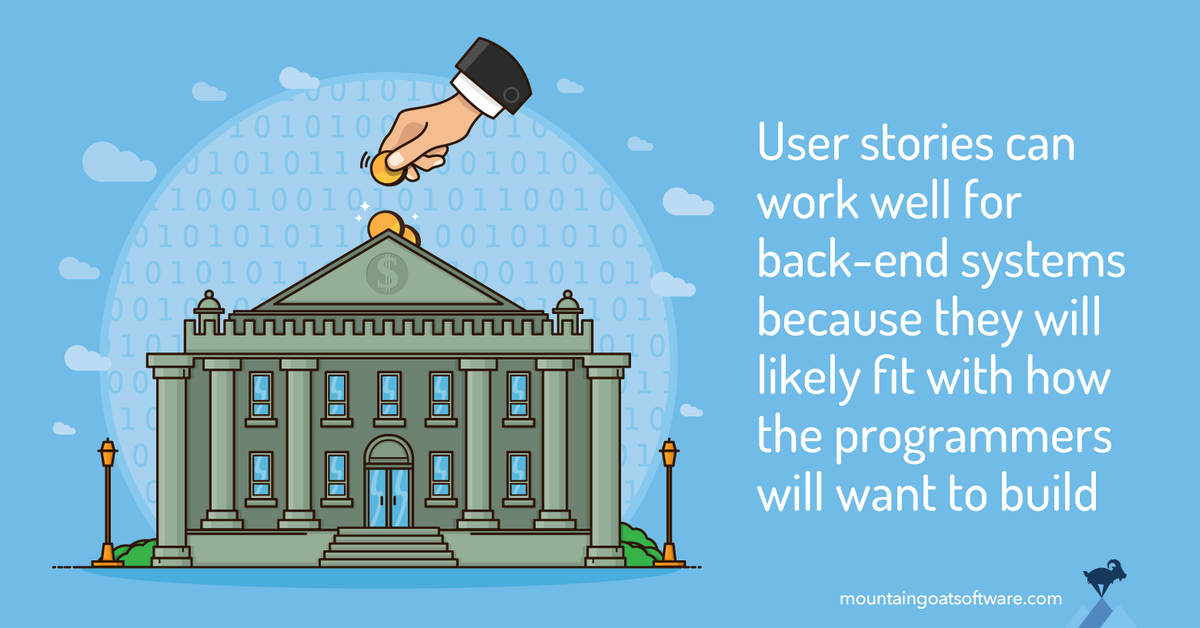 Quote card for Writing User Stories for Back-end Systems.