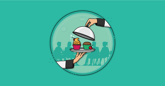 A waiter uncovers a plate of cupcakes. One is complete with frosting. The other is incomplete, with no frosting and the cherry sitting beside it, rather than on top. To get feedback during a sprint review, a team may occasionally show incomplete work.