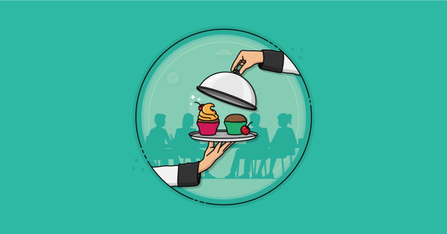 A waiter uncovers a plate of cupcakes. One is complete with frosting. The other is incomplete, with no frosting and the cherry sitting beside it, rather than on top. To get feedback during a sprint review, a team may occasionally show incomplete work.