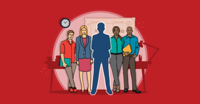 Team with scrum master member outlined.