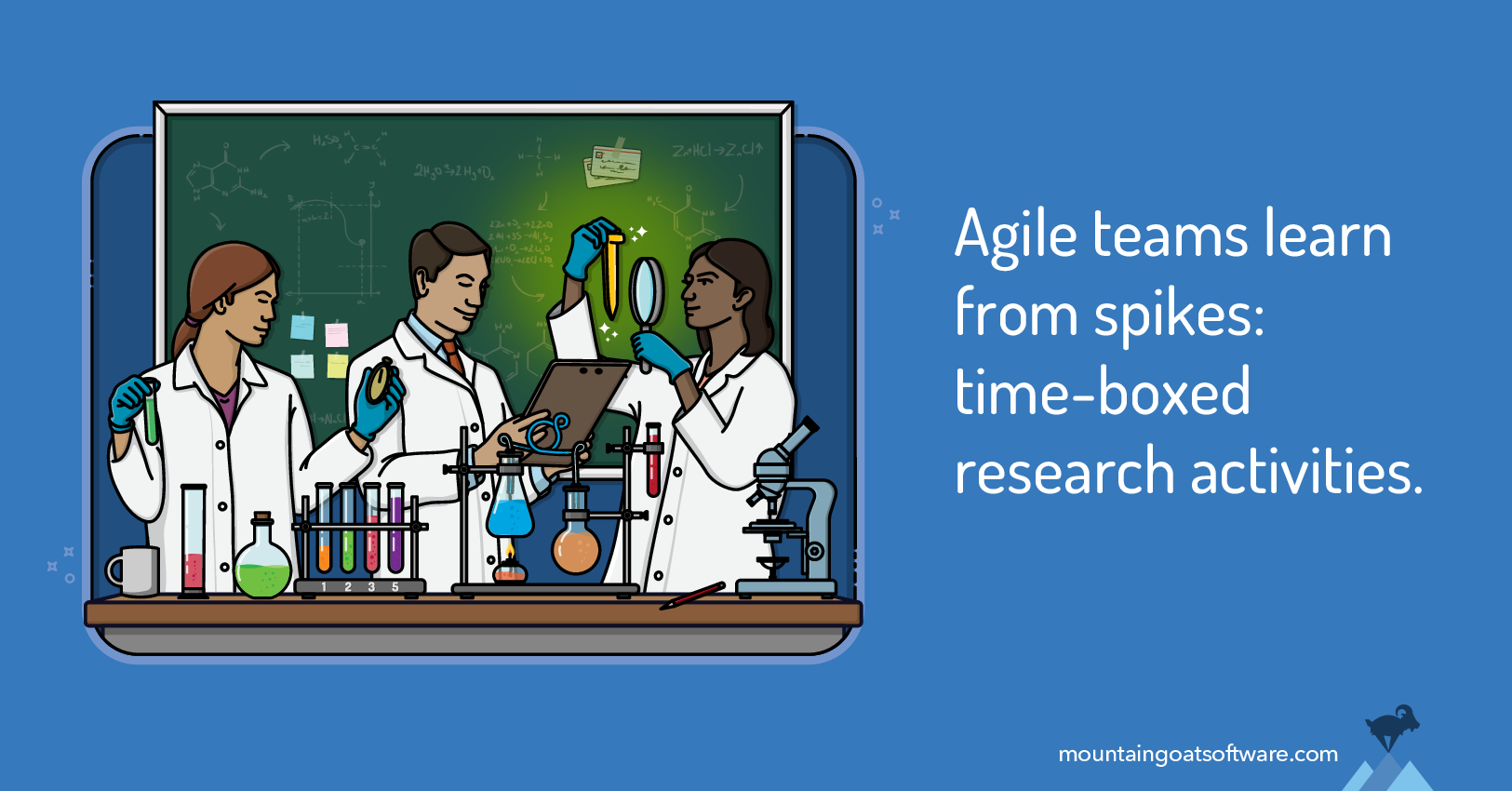 Quote card for Agile Spikes Deliver Knowledge So Teams Can Deliver Products.